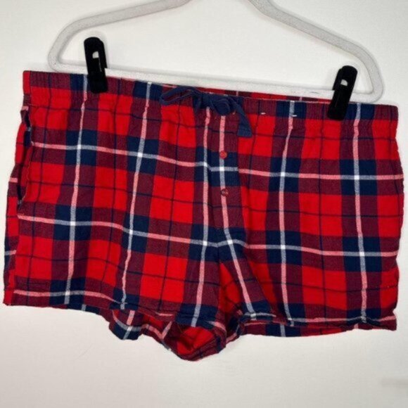Women's Perfectly Cozy Flannel Plaid Pajama Shorts - Stars Above Red/Blu… - Picture 3 of 5